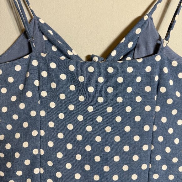 Paper Crane Polka Dot Bodycon Mini Dress Women's Medium Blue White Pin-Up Retro - Picture 10 of 14